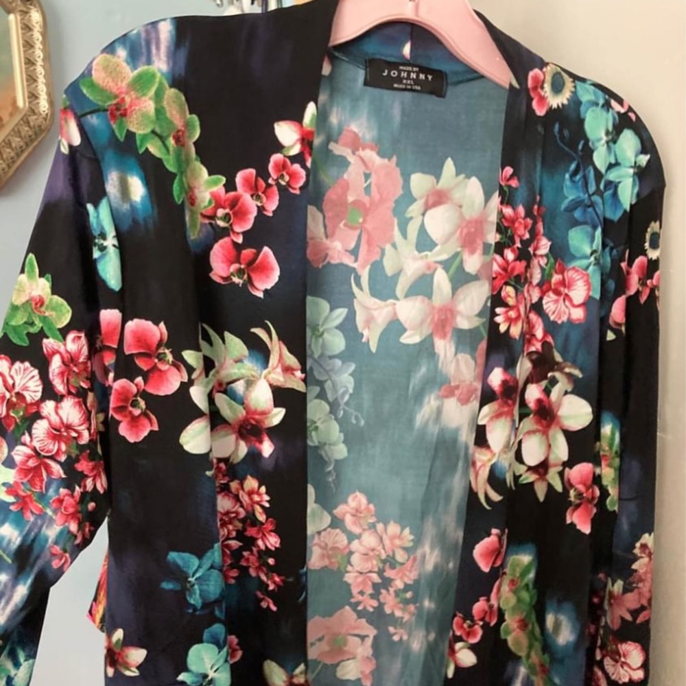 Floral thin open cardigan